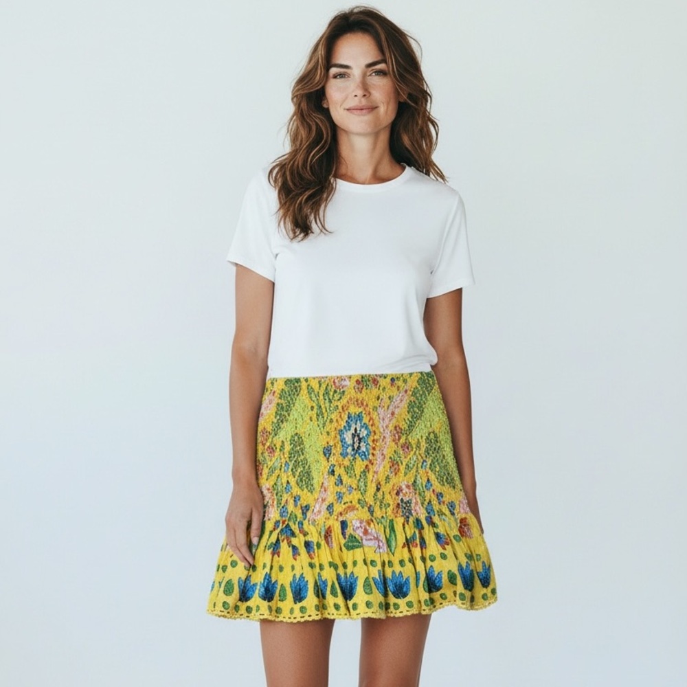 FARM Rio Sunshine Yellow Dress with Multicolor Details